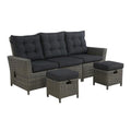 Off-White All-Weather Wicker Outdoor Seating Set with Reclining Sofa & Two Ottomans M250