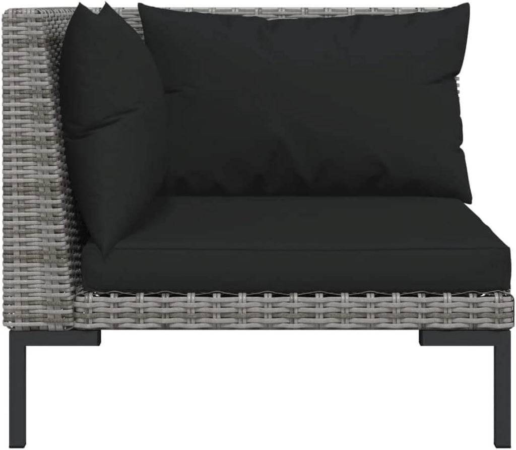 12 Piece Poly Rattan Patio Lounge Set with Cushions Dark Gray Q1709