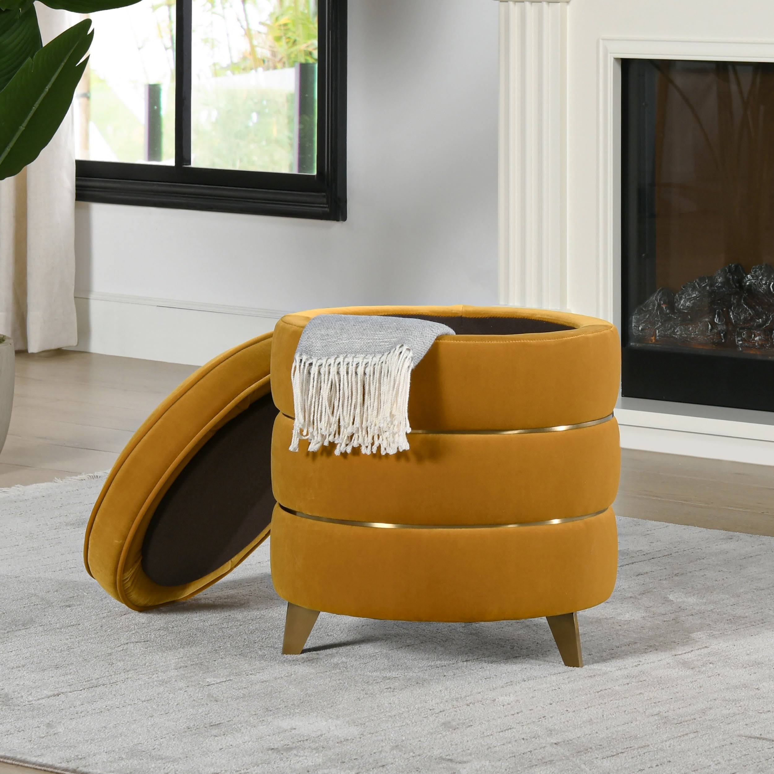Round Accent Storage Ottoman T573
