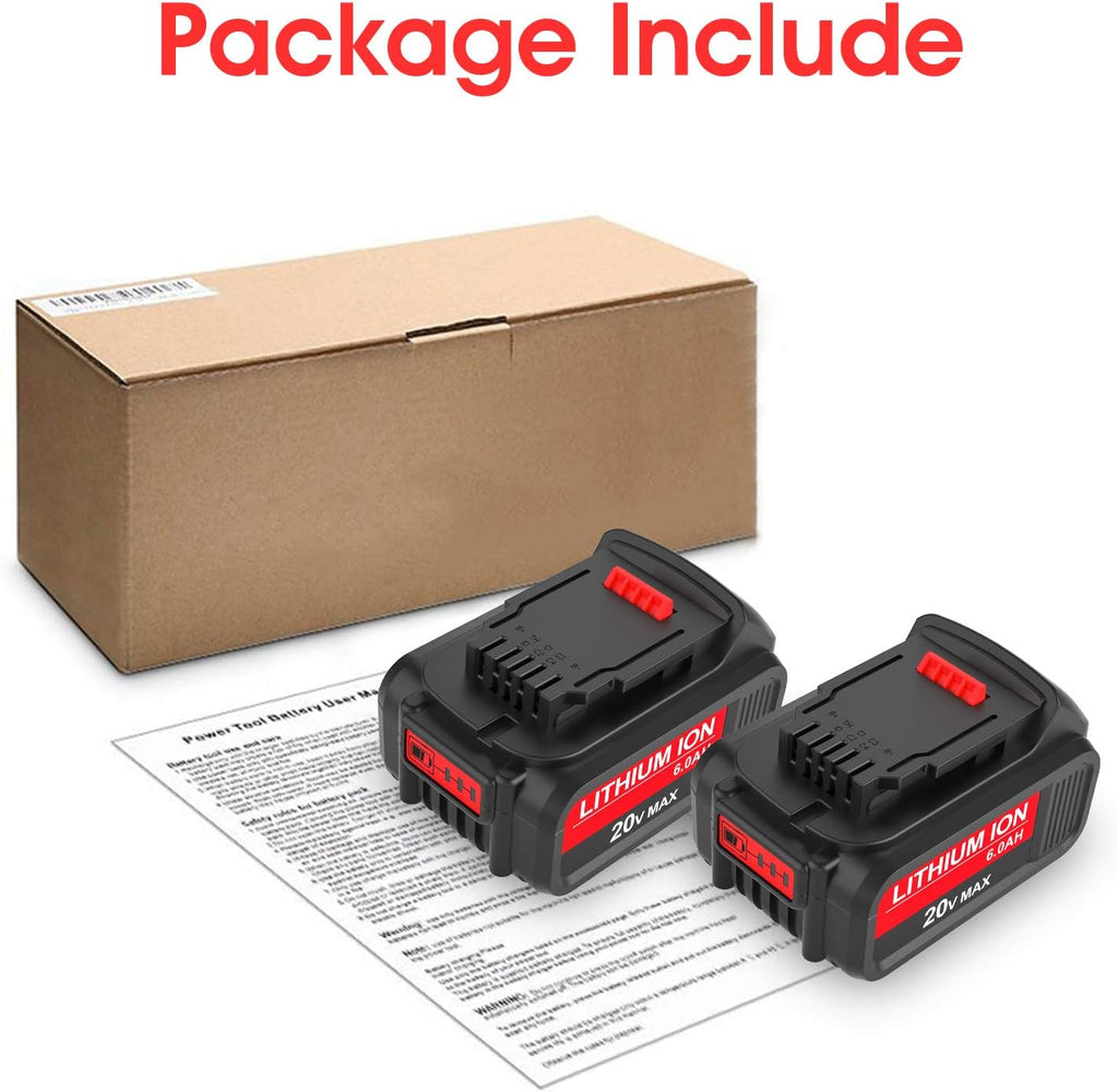 2 Pack 6.0Ah 20V Lithium Replacement Battery E22949