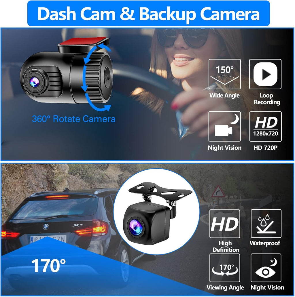 Double Din Car Stereo with 7 HD Touchscreen, Bluetooth 5.2, Backup Camera Y336470