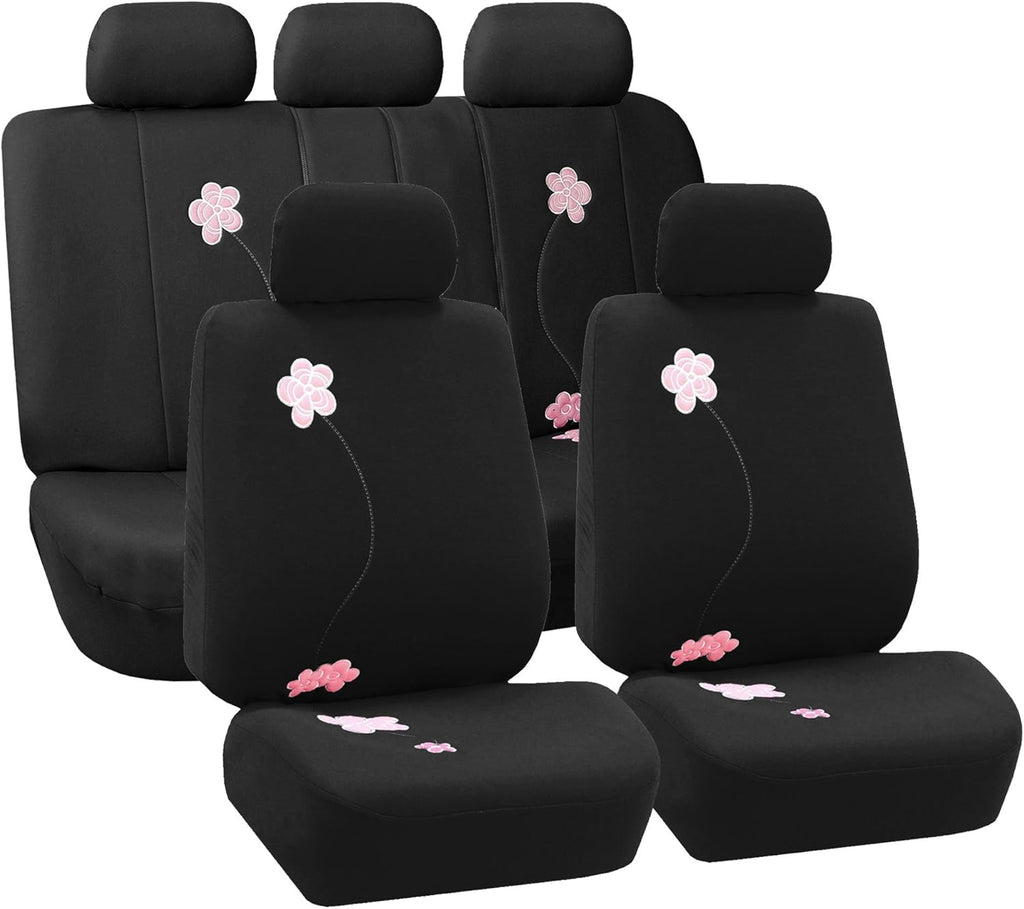 Black Butterfly Embroidery Automotive Seat Covers E869301