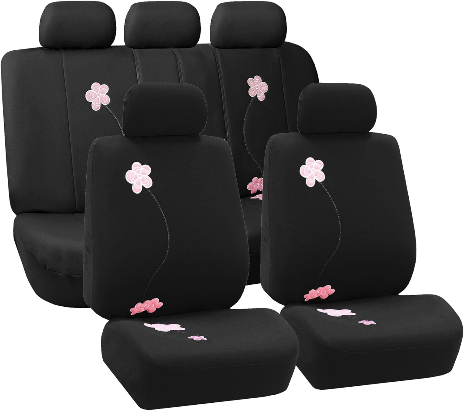 Black Butterfly Embroidery Automotive Seat Covers E869301