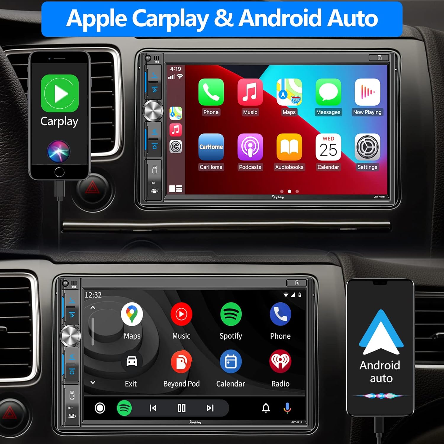 Double Din Car Stereo with 7 HD Touchscreen, Bluetooth 5.2, Backup Camera Y336470