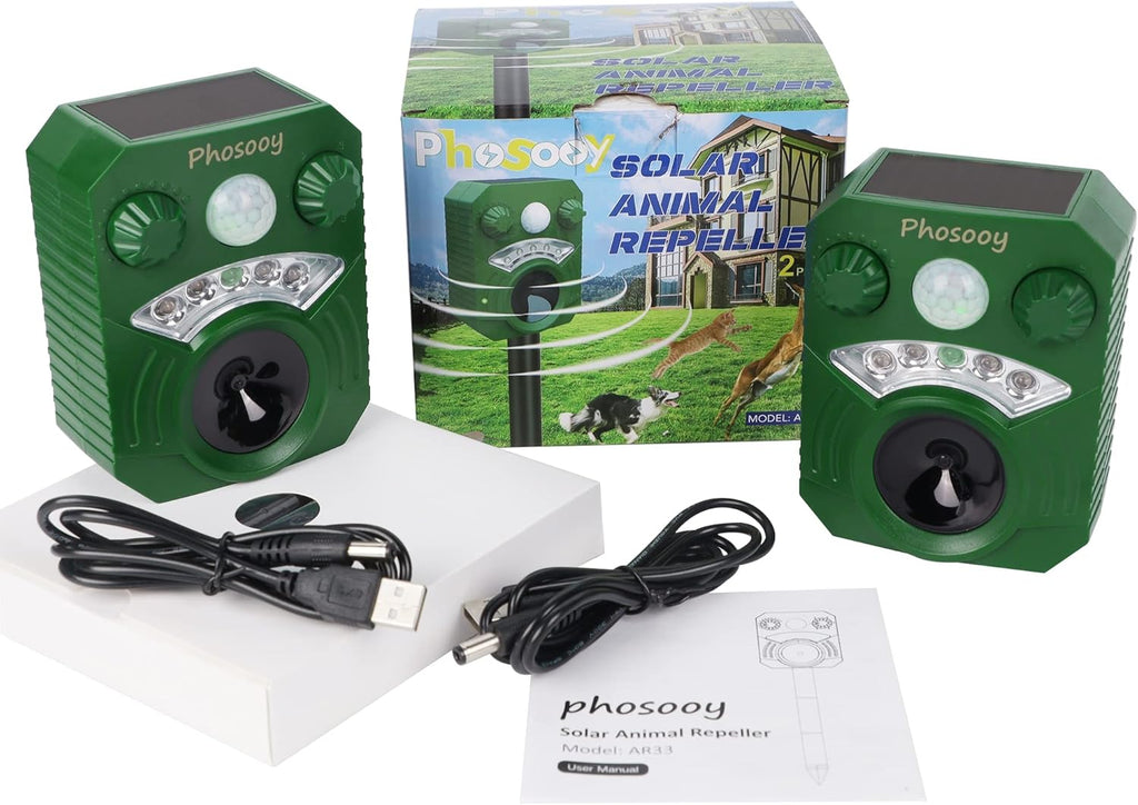 Ultrasonic Animal Repeller, 2 Packs Waterproof Solar Motion Activated R620858