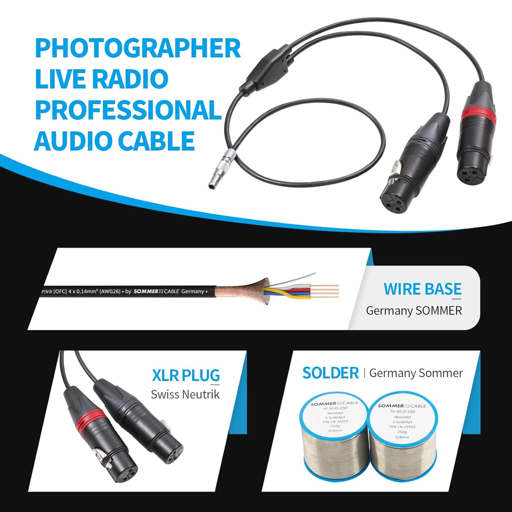 XLR 3 Pin Female to 5 Pin Male Dual Channel Audio Cable 15 inches R99465