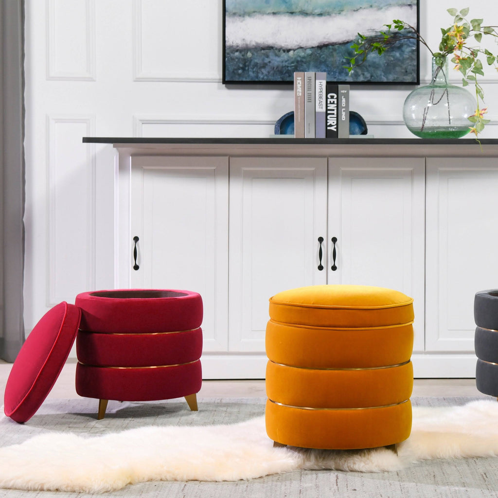 Round Accent Storage Ottoman T573