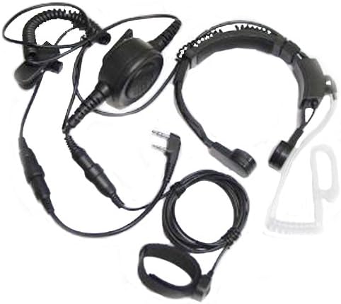 Tactical Throat Mic Earpiece Headset with Finger Ptt, Pack of 2 D441