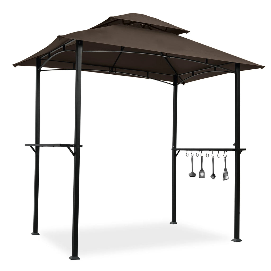 Brown Steel Frame Grill Gazebo with Canopy A297634