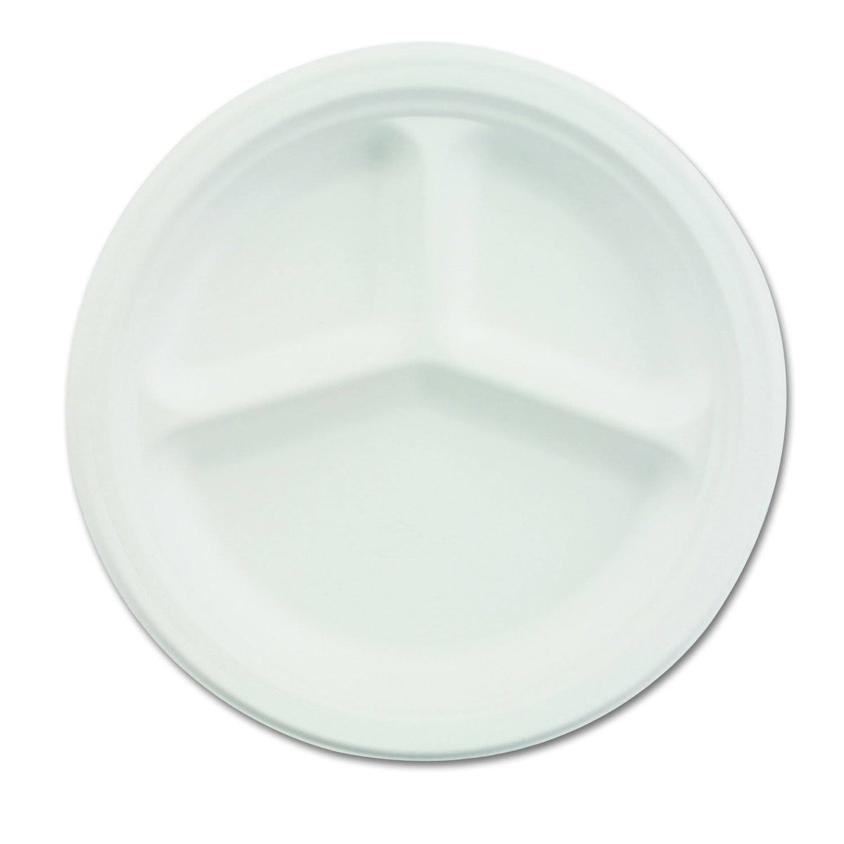 White 3-Comp Paper Plate, 10 1/4 Dia, 500/Carton Q1375