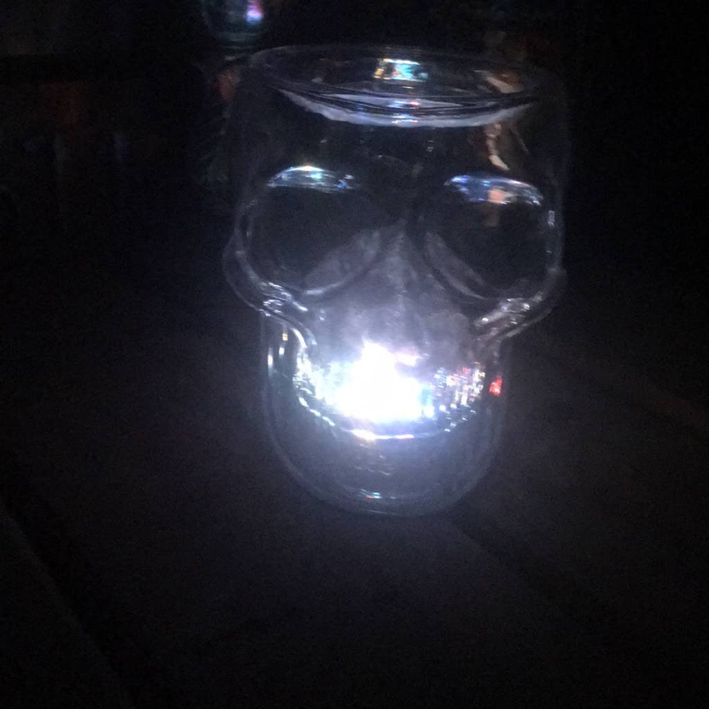 Light Up Skull 3 Wick Glass Candle Holder Y17151