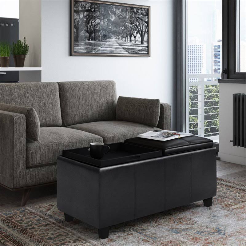 2-Tray Storage Ottoman in Midnight Black K70901