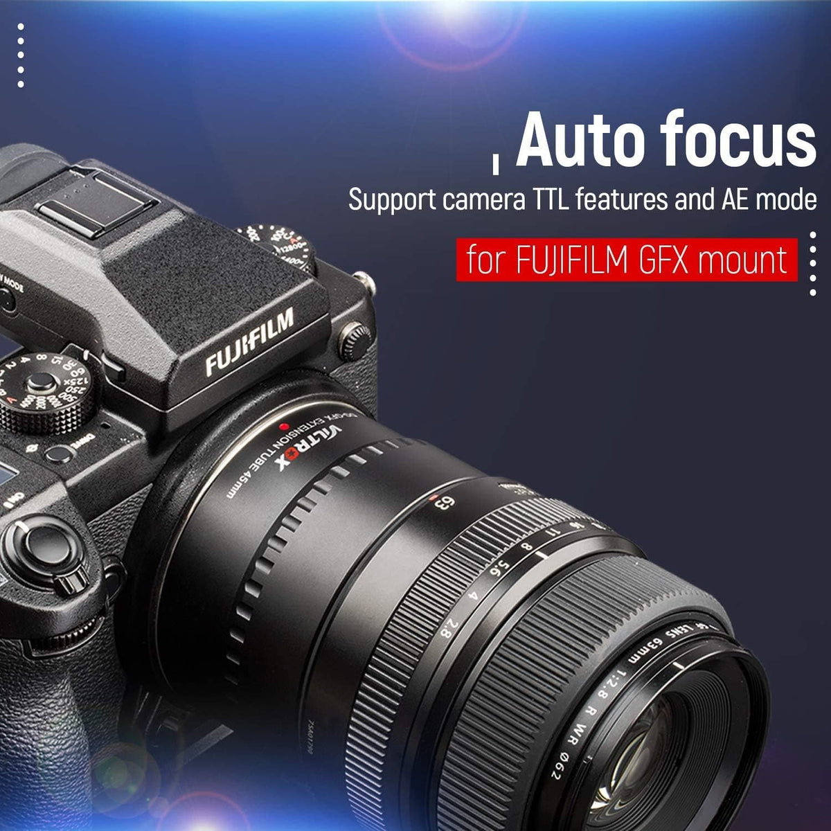 Macro Lens Extension Tube 45mm Auto-Focus Adapter Ring for Fuji G-Mount Medium Format Camera J892514