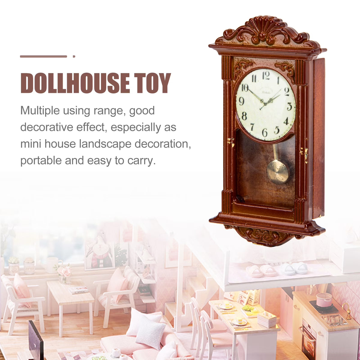 Metal Dollhouse Hanging Clock Toy J107