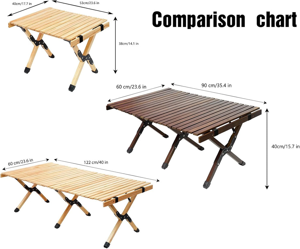 Portable Folding Wooden Camping Table with Carry Bag N99947