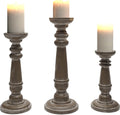 Set of 3 Tall Wood Candle Holder Stands Z526033