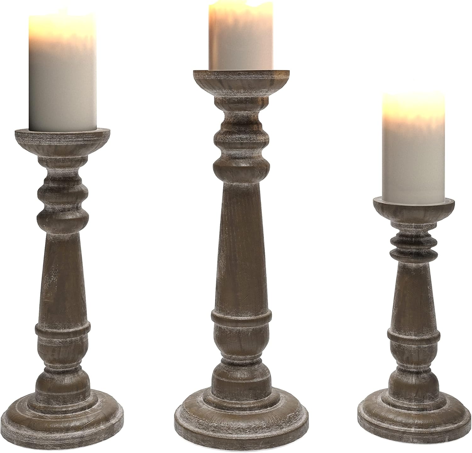 Set of 3 Tall Wood Candle Holder Stands Z526033
