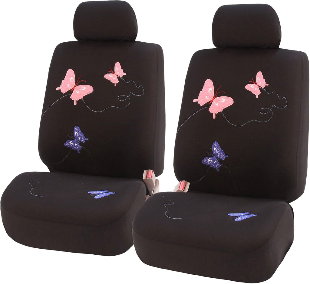 Black Butterfly Embroidery Automotive Seat Covers E869301