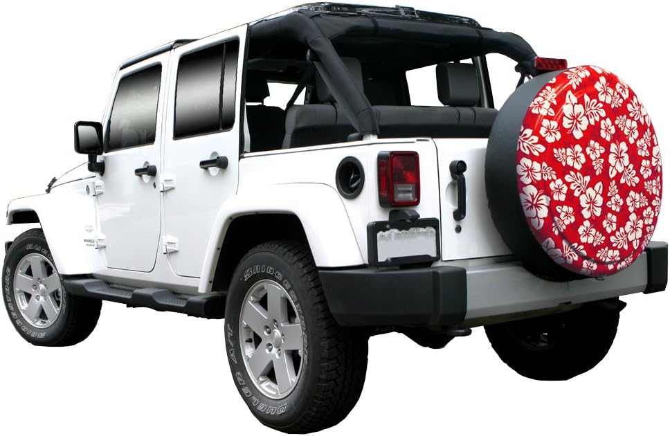 Red Hawaiian Print Rigid Tire Cover D527