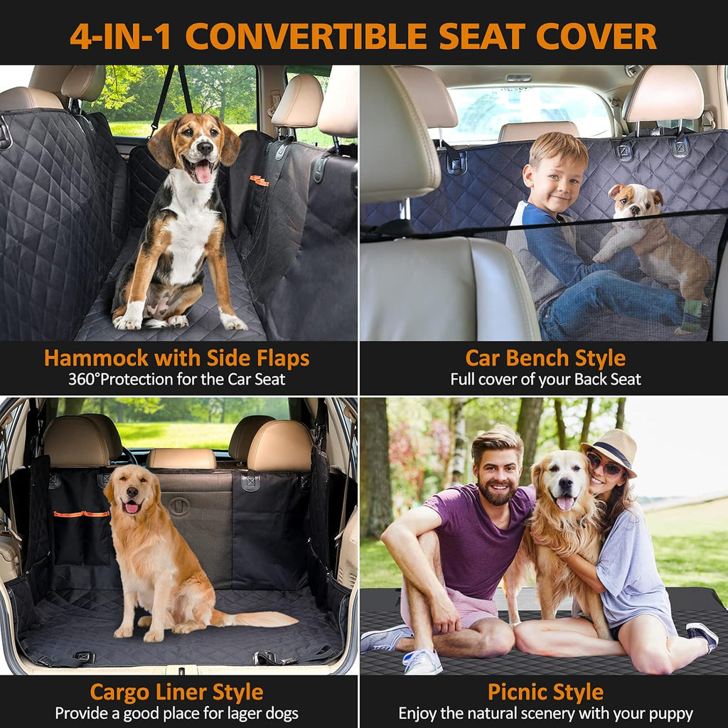 Waterproof Nonslip Dog Seat Cover with 2 Seat Belts and a Pocket C583
