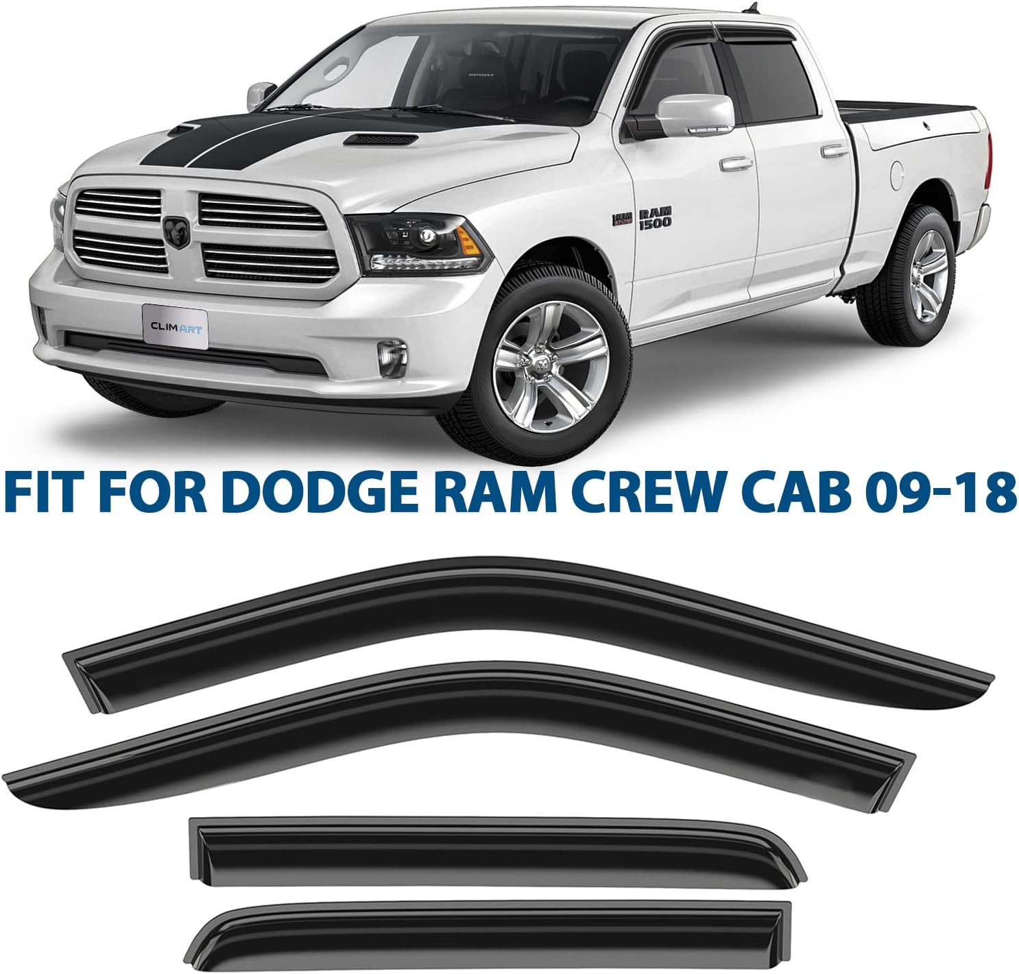 4 pcs Dark Smoke Tape-on Window Deflectors W11682