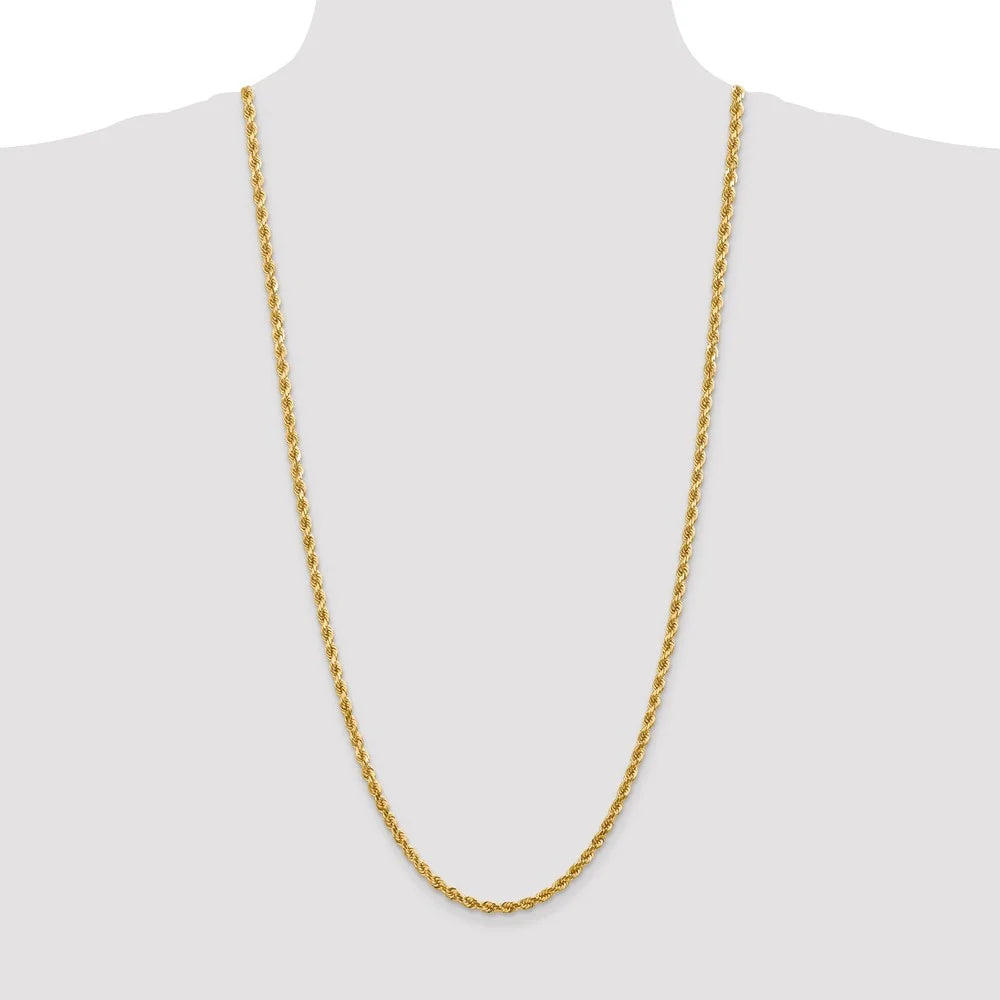 14kt Yellow Gold 4mm Diamond Cut Rope Chain with Lobster Clasp; 30 inch I438509