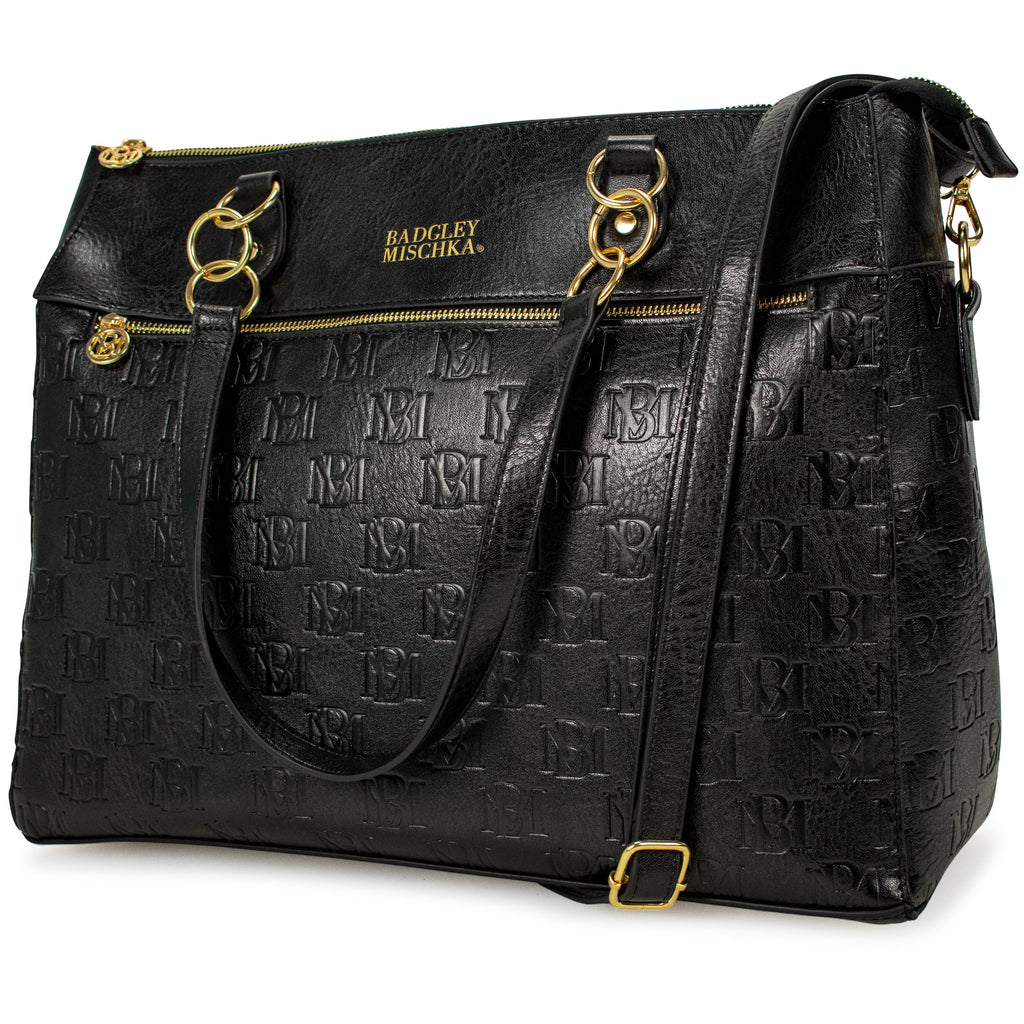 Black Vegan Leather Travel Tote Duffle Bag N669195