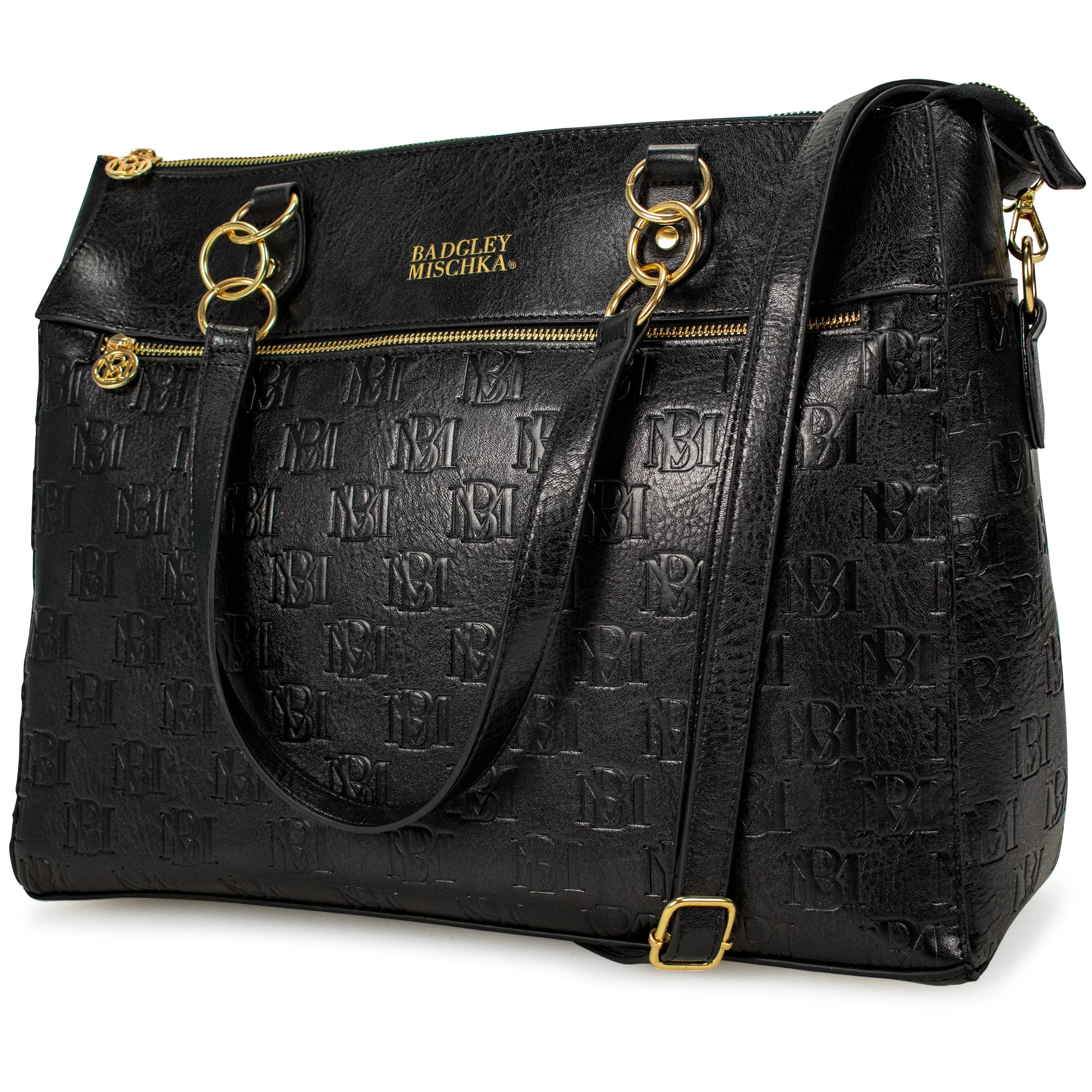 Black Vegan Leather Travel Tote Duffle Bag N669195