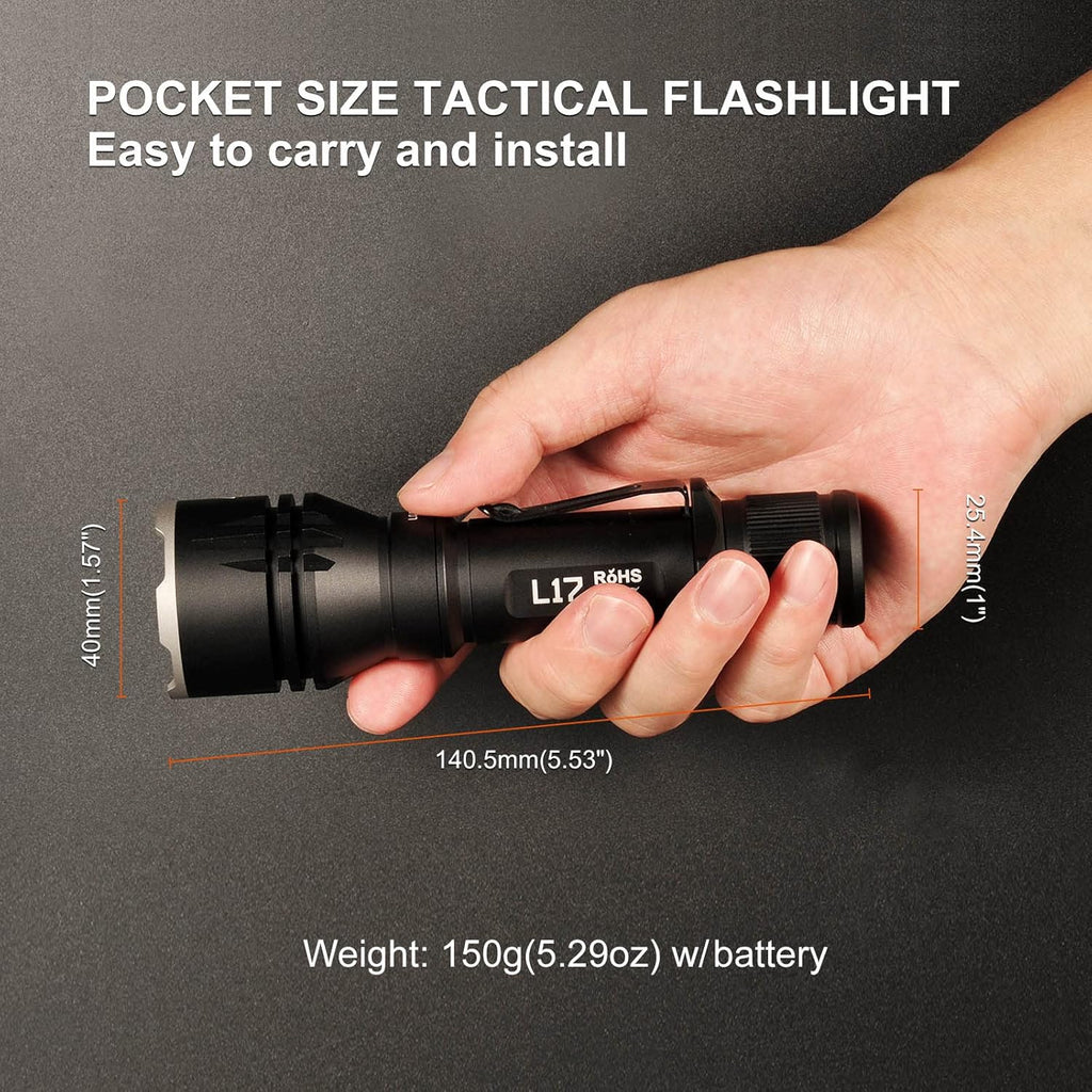 Tactical Flashlight 2632 Feet Long Range Throw 1400 Lumens LED Flashlight with 3100mAh USB Rechargeable Battery J102083