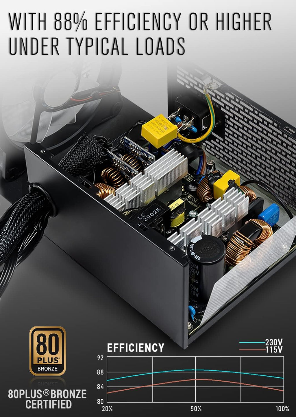 ATX PC Case with 6pcs 120mm ARGB Fans, CPU Fan, 650W Power Supply X650