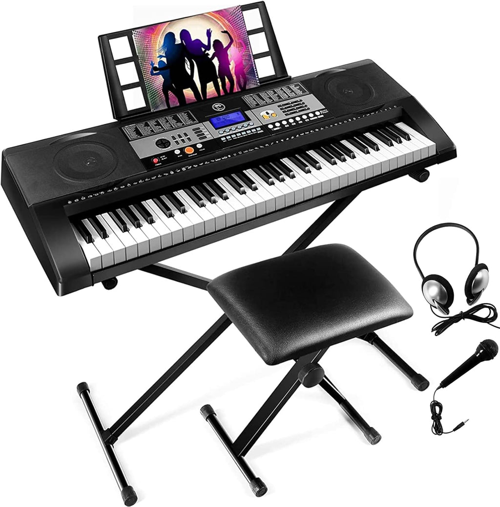 61 Key Portable Electronic Keyboard Piano with Stand and Stool T2177