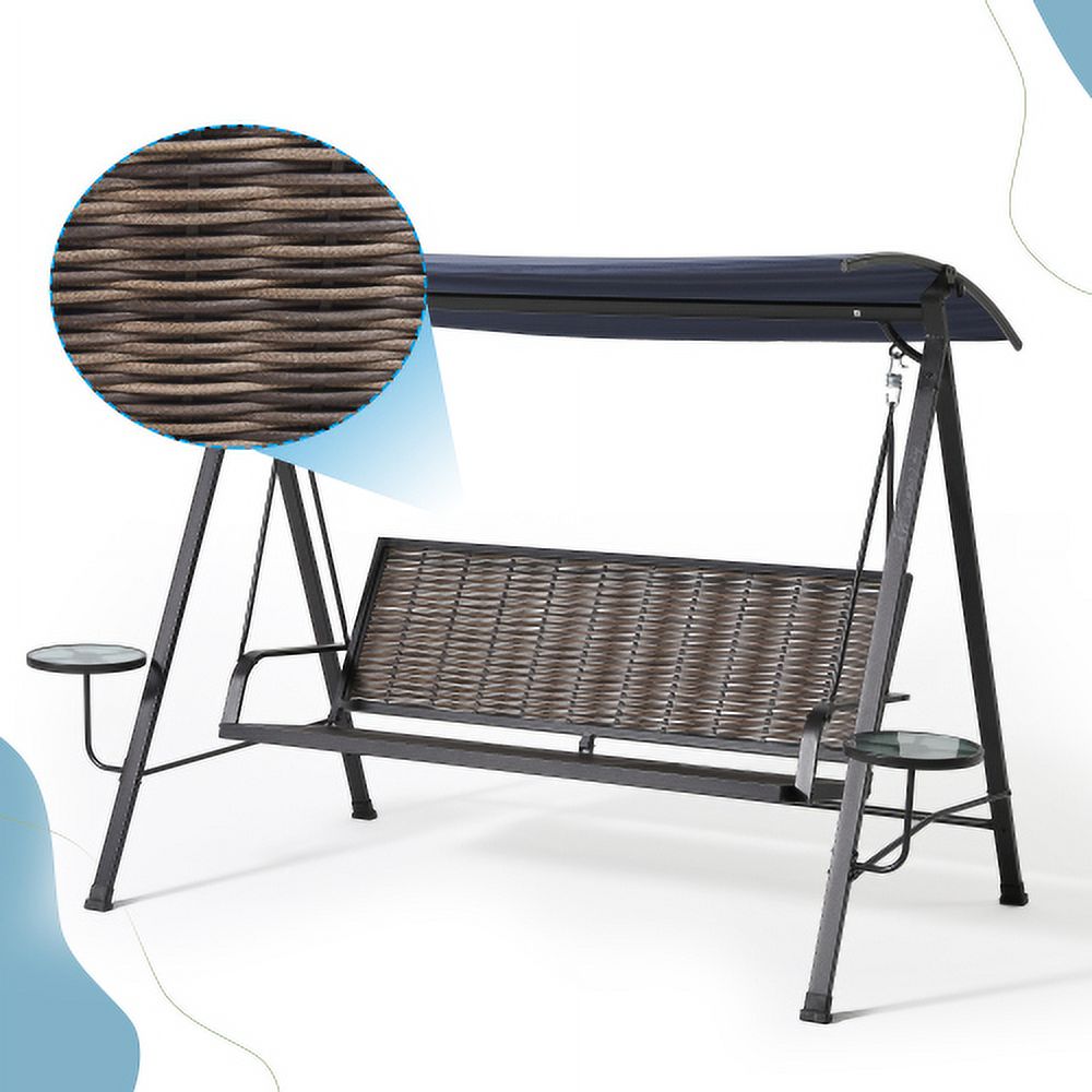 Blue 3-seater Porch Swing with Canopy A394
