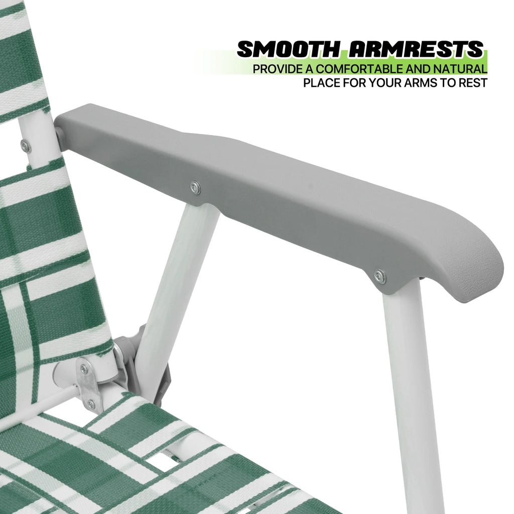 Dark Green 2 Pieces Folding Beach Chairs with Armrests X519295
