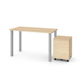 2 Piece Table with Square Metal Legs and Mobile Filing Cabinet in Northern Maple N6224