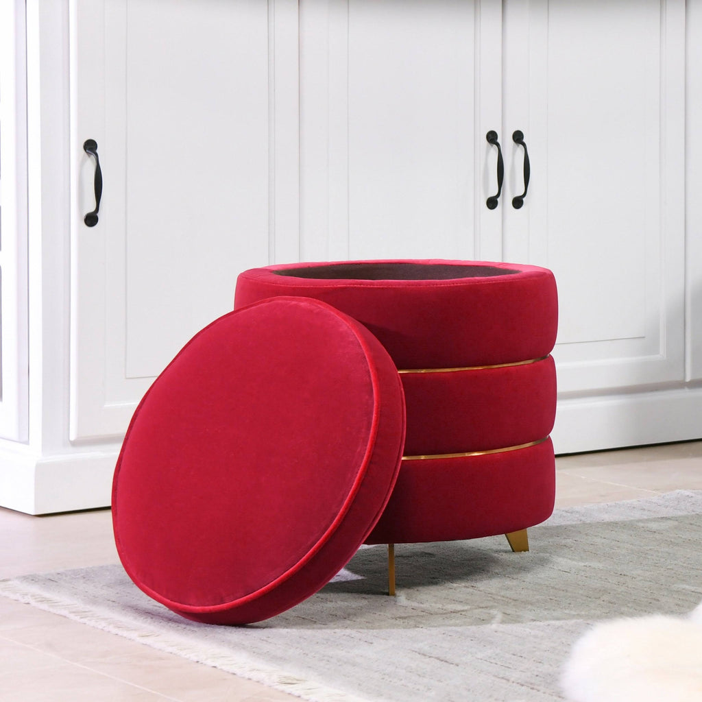 Round Accent Storage Ottoman T573
