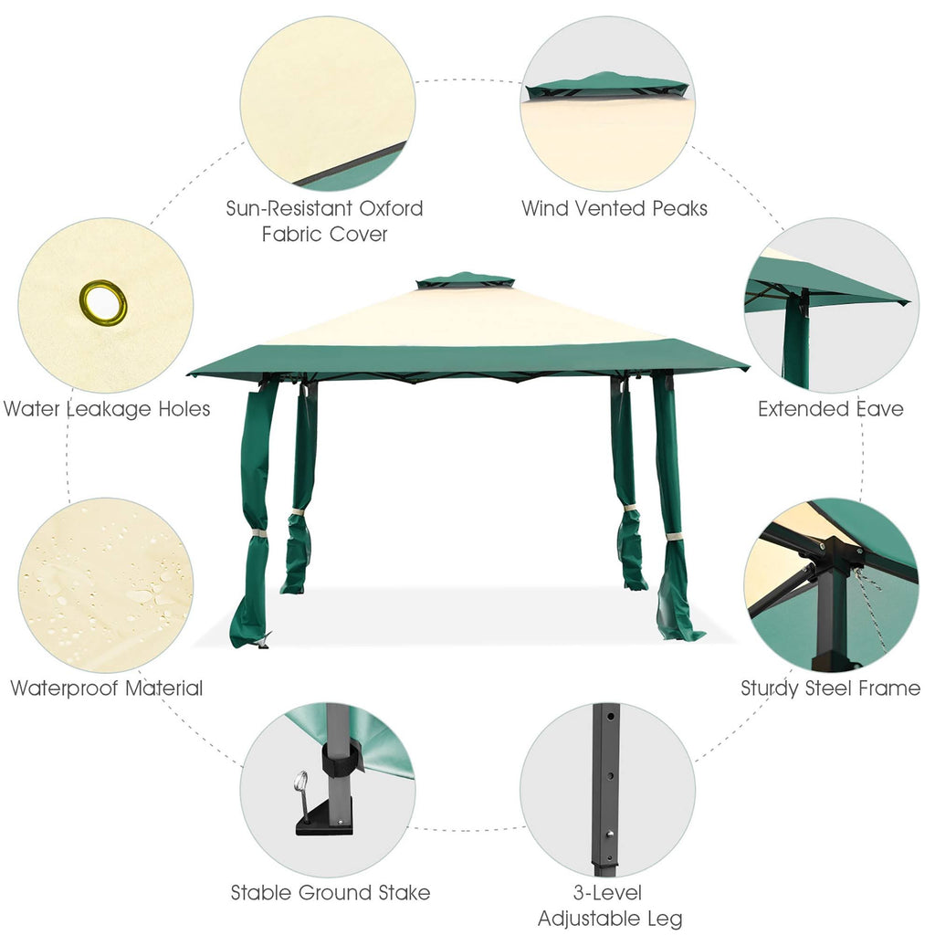 Green Gazebo Canopy Shelter Tent E9673