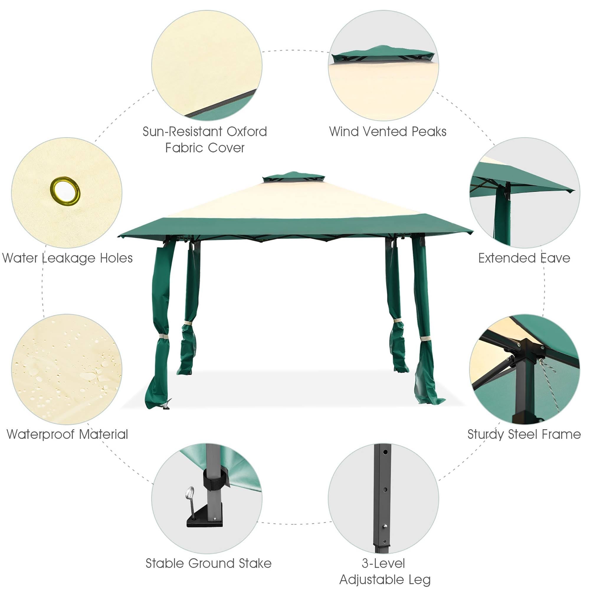 Green Gazebo Canopy Shelter Tent E9673