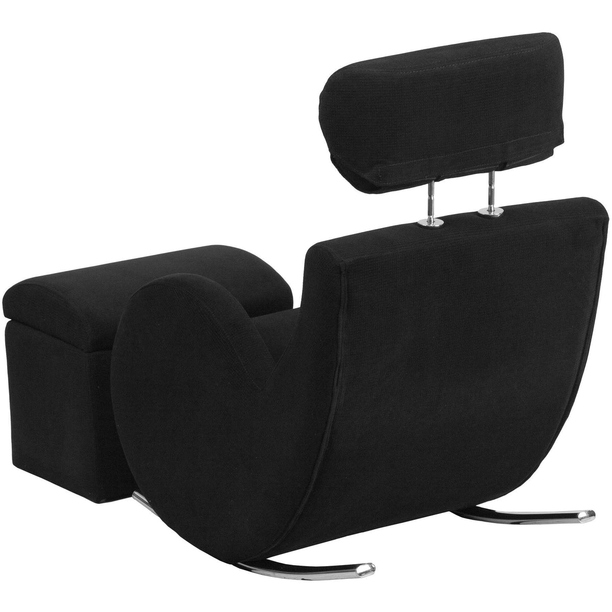 Black Fabric Rocking Chair with Storage Ottoman J87730