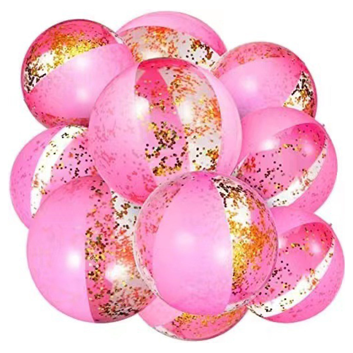 Pink Glitter Inflatable Beach Ball Set with Pump I413731