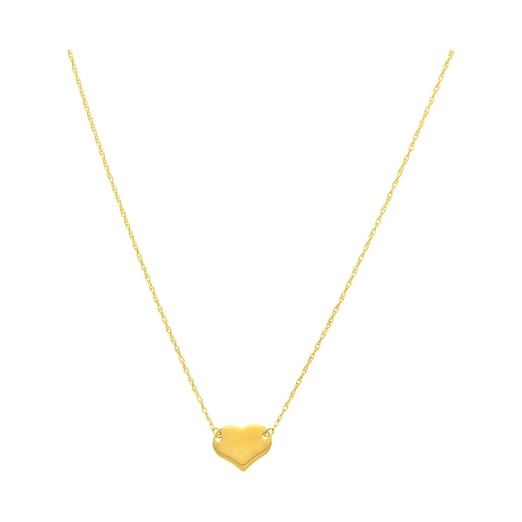 14K Yellow Gold Rope Chain Necklace with Mini Heart E886