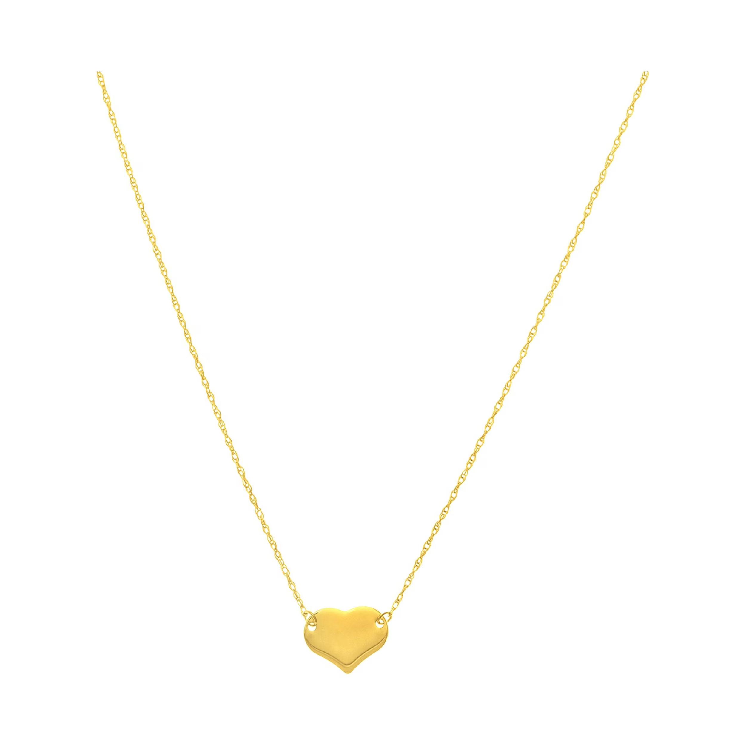 14K Yellow Gold Rope Chain Necklace with Mini Heart E886
