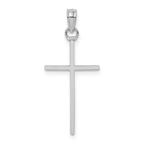 10K White Gold Stick Cross Charm M91092